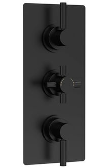 Hudson Reed Tec Pura Triple Thermostatic Shower Valve Contemp Matt Black Brass Abs 280x80x136mm - JJ Building Materials