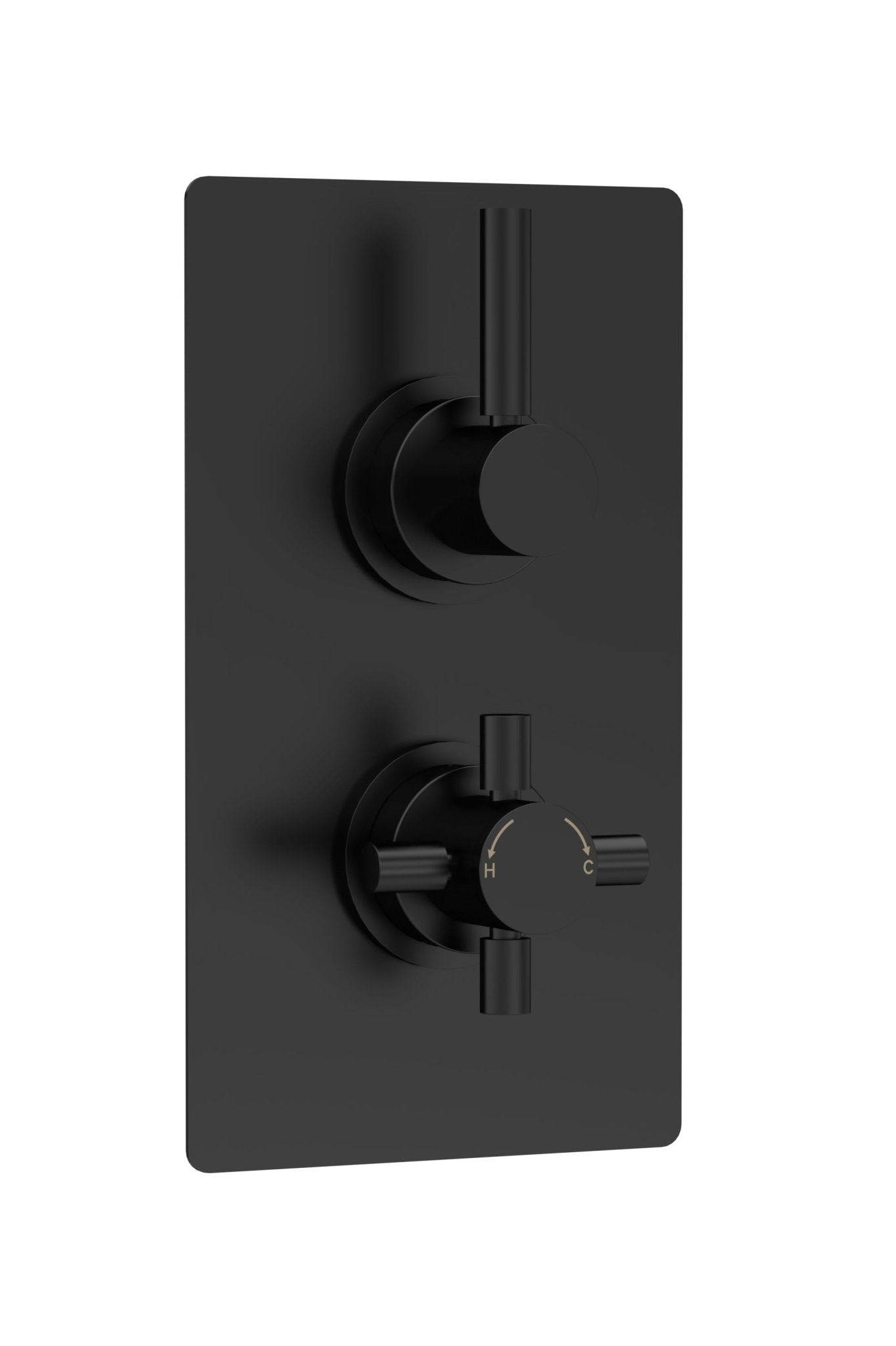 Hudson Reed Tec Pura Twin Thermostatic Shower Valve Contemp Matt Black Brass Abs 215x120x137mm - JJ Building Materials