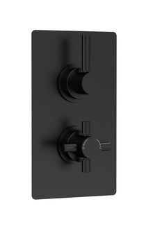 Hudson Reed Tec Pura Twin Thermostatic Shower Valve Contemp Matt Black Brass Abs 215x120x137mm - JJ Building Materials