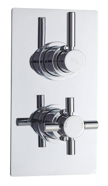 Hudson Reed Tec Pura Twin Thermostatic Shower Valve With Diverter Contemp Chrome Brass Abs 215x120x137mm - JJ Building Materials
