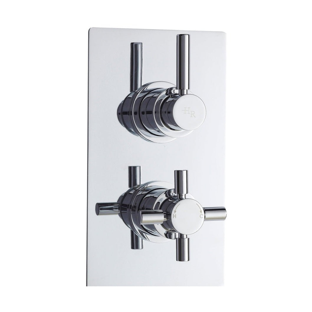 Hudson Reed Tec Pura Twin Thermostatic Shower Valve With Diverter Contemp Chrome Brass Abs 215x120x137mm - JJ Building Materials
