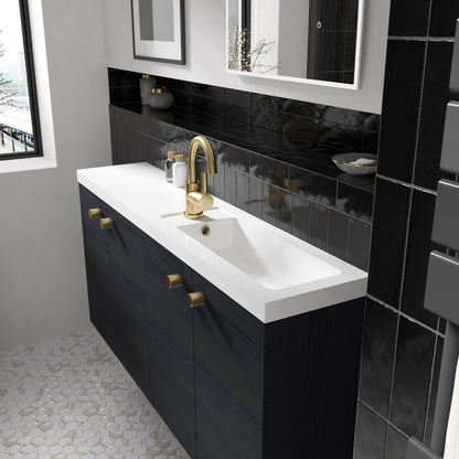 Hudson Reed Tec Single Lever Mono Basin Mixer Contemp Brushed Brass Brass 292x50x190mm - JJ Building Materials