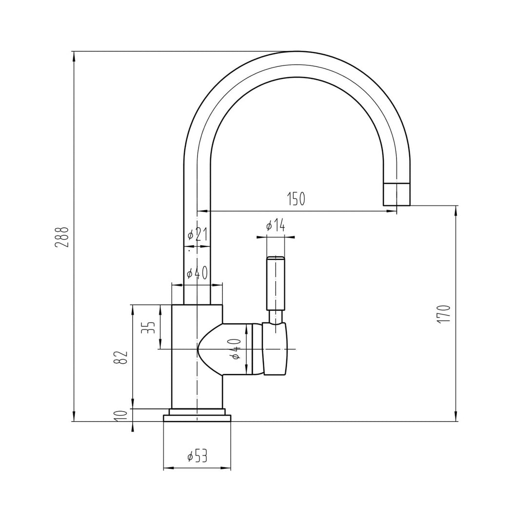 Hudson Reed Tec Single Lever Mono Basin Mixer Contemp Matt Black Brass 292x50x190mm - JJ Building Materials