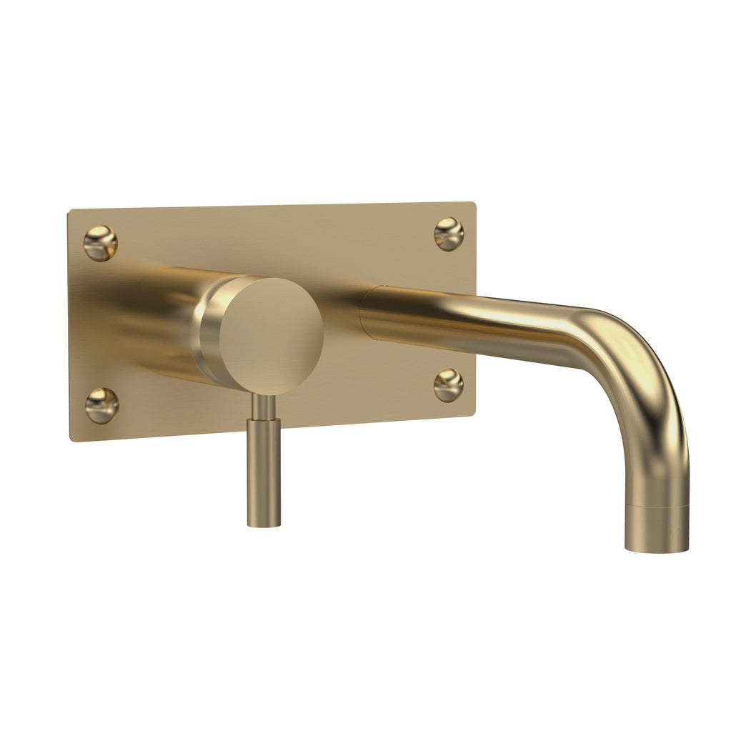 Hudson Reed Tec Single Lever Wall Mounted Basin Bath Filler Contemp Brushed Brass Brass 100x205x213mm - JJ Building Materials