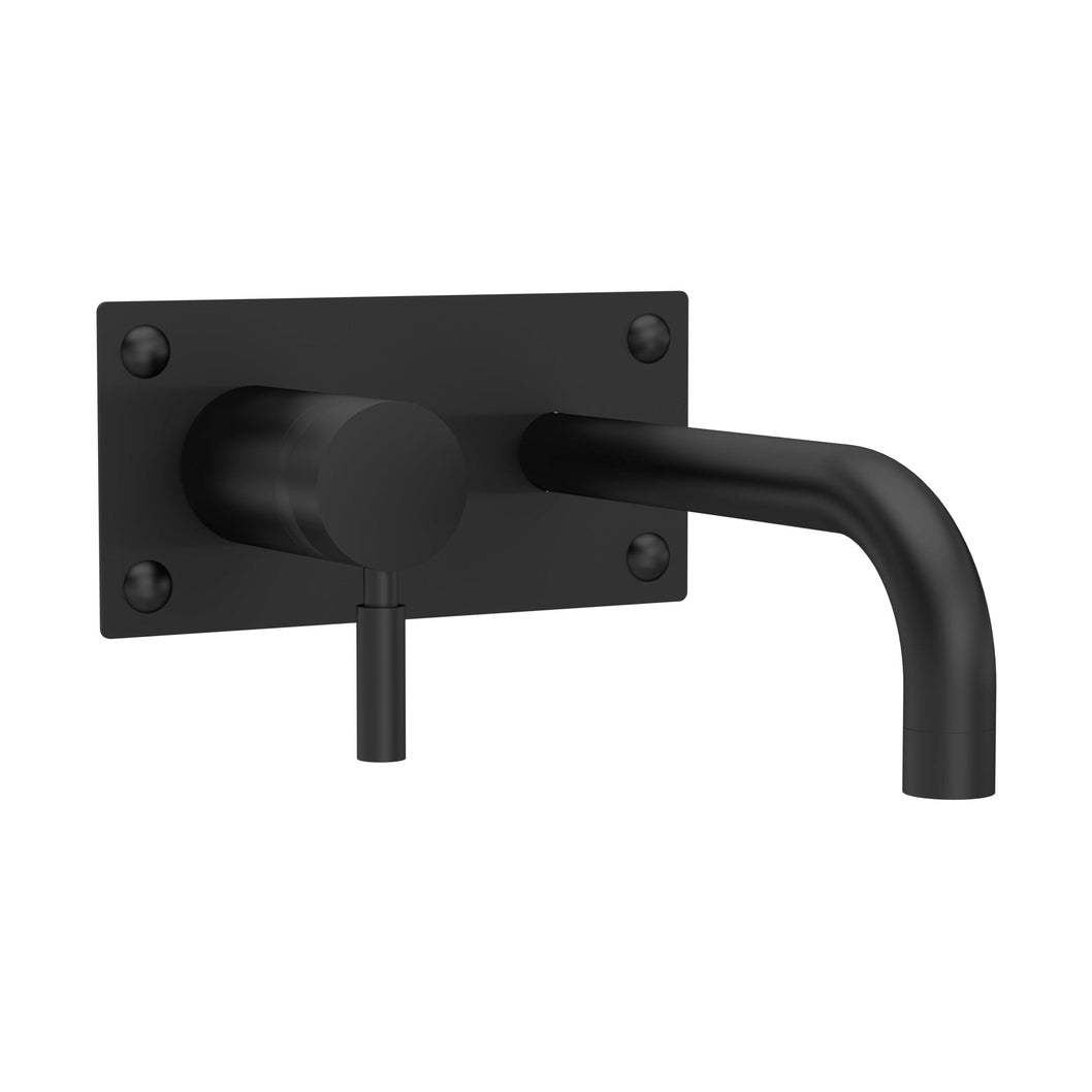 Hudson Reed Tec Single Lever Wall Mounted Basin Bath Filler Contemp Matt Black Brass 100x205x213mm - JJ Building Materials