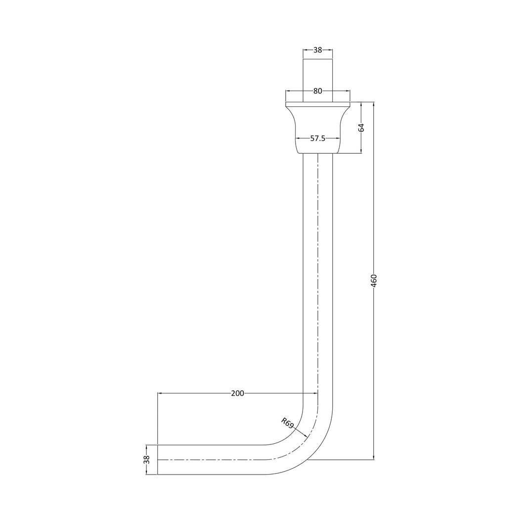 Hudson Reed Toilet Accessories Low Level Flush Pipe Pack Trad Chrome Brass 480x81x220mm - JJ Building Materials