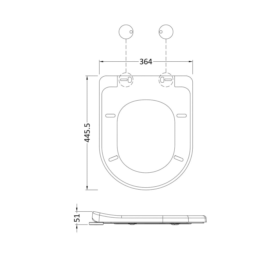 Hudson Reed Toilet Seats D Shaped Soft Close Toilet Seat Contemp Gloss White Urea 70x364x446mm - NTS004B - JJ Building Materials