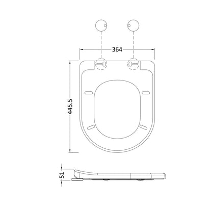 Hudson Reed Toilet Seats D Shaped Soft Close Toilet Seat Contemp Gloss White Urea 70x364x446mm - NTS004B - JJ Building Materials