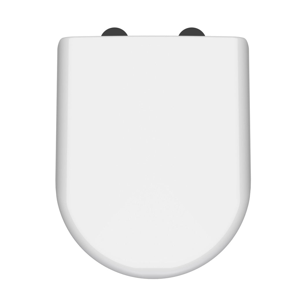 Hudson Reed Toilet Seats D Shaped Soft Close Toilet Seat Contemp Gloss White Urea 70x364x446mm - NTS004B - JJ Building Materials