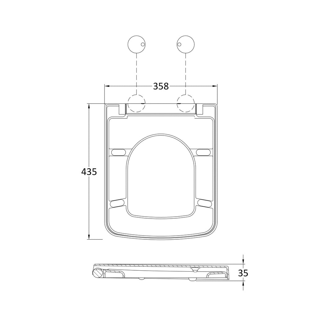 Hudson Reed Toilet Seats Square Soft Close Seat Contemp Gloss White Urea 70x358x435mm - NCH198W - JJ Building Materials