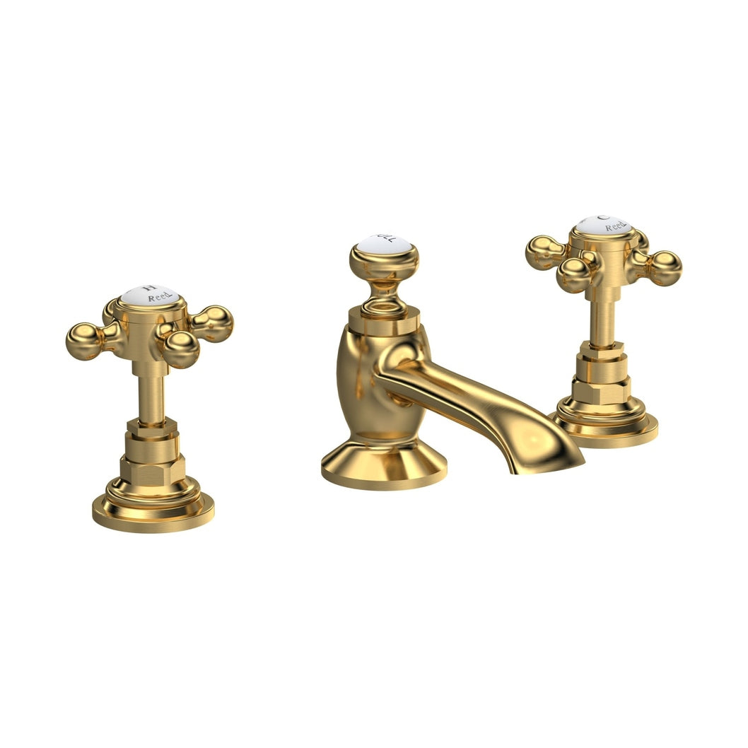 Hudson Reed Topaz 3 Tap Hole Basin Mixer Trad Brushed Brass Brass 94x246x140mm - JJ Building Materials