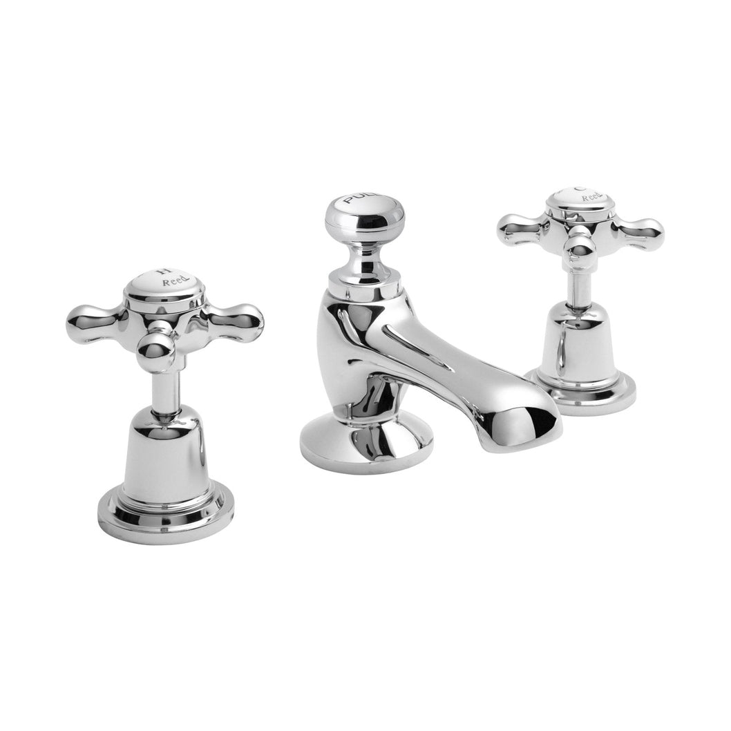 Hudson Reed Topaz 3 Tap Hole Basin Mixer Trad Chrome Brass 94x246x140mm - BC307DX - JJ Building Materials