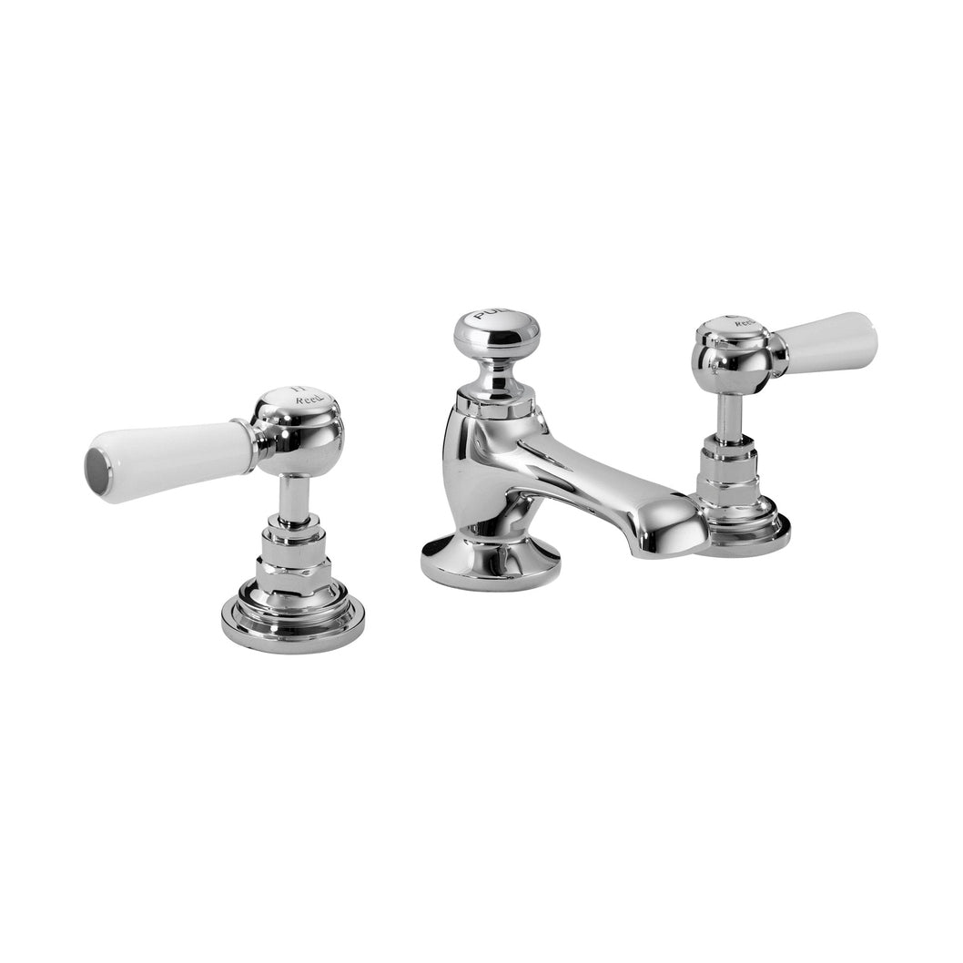 Hudson Reed Topaz 3 Tap Hole Basin Mixer Trad Chrome Brass 94x246x140mm - BC307HL - JJ Building Materials