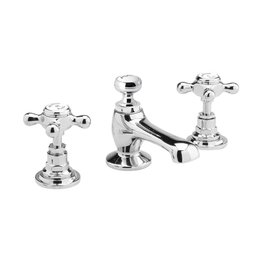 Hudson Reed Topaz 3 Tap Hole Basin Mixer Trad Chrome Brass 94x246x140mm - BC307HX - JJ Building Materials