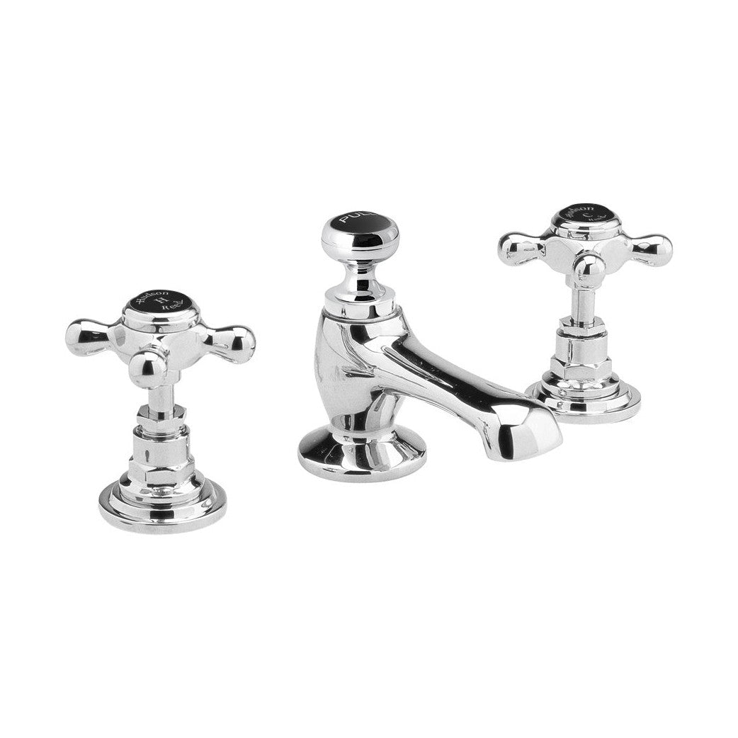 Hudson Reed Topaz 3 Tap Hole Basin Mixer Trad Chrome Brass 94x246x140mm - BC407HX - JJ Building Materials