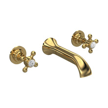 Hudson Reed Topaz 3 Tap Hole Wall Mounted Basin Mixer Trad Brushed Brass Brass - JJ Building Materials