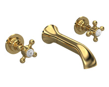 Hudson Reed Topaz 3 Tap Hole Wall Mounted Basin Mixer Trad Brushed Brass Brass - JJ Building Materials