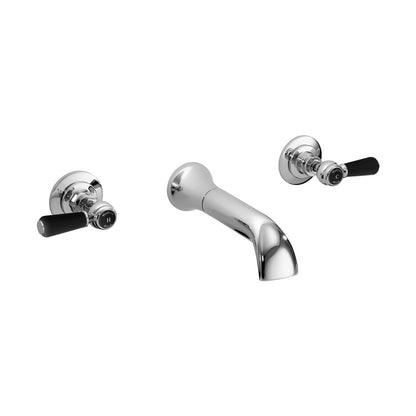 Hudson Reed Topaz 3 Tap Hole Wall Mounted Basin Mixer Trad Chrome Brass - BC417HL - JJ Building Materials