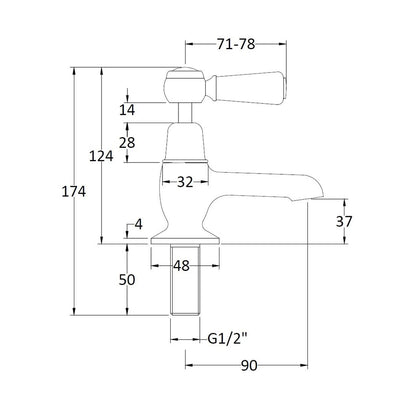 Hudson Reed Topaz Basin Taps Trad Chrome Brass 122x66x119mm - BC401DL - JJ Building Materials