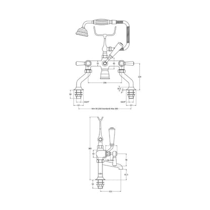 Hudson Reed Topaz Bath Shower Mixer Trad Chrome Brass 320x350x155mm - BC304HL - JJ Building Materials