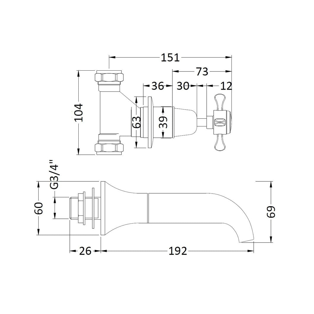 Hudson Reed Topaz Bath Spout Trad Chrome Brass - BC409DX - JJ Building Materials