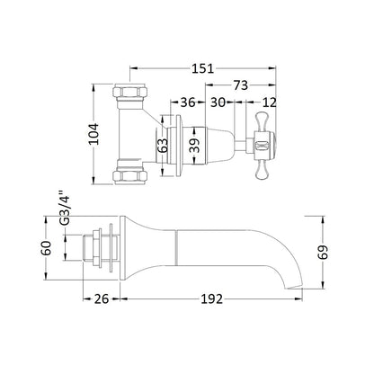 Hudson Reed Topaz Bath Spout Trad Chrome Brass - BC409DX - JJ Building Materials