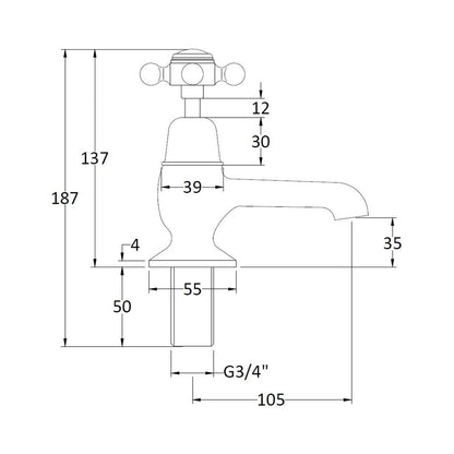 Hudson Reed Topaz Bath Taps Trad Chrome Brass 137x66x119mm - BC302DX - JJ Building Materials