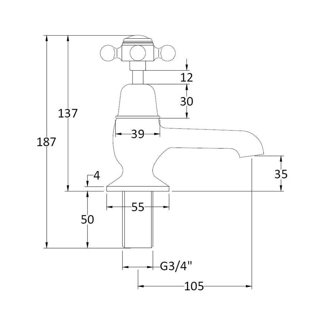 Hudson Reed Topaz Bath Taps Trad Chrome Brass 137x66x119mm - BC402DX - JJ Building Materials