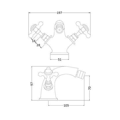 Hudson Reed Topaz Bidet Tap Trad Chrome Brass 97x197x130mm - BC306HX - JJ Building Materials