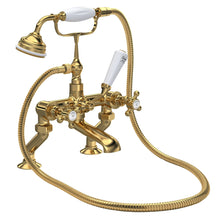 Hudson Reed Topaz Deck Mounted Bath Shower Mixer Trad Brushed Brass Brass 320x350x155mm - JJ Building Materials