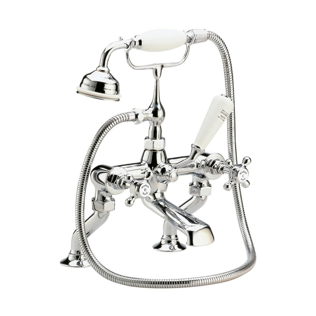 Hudson Reed Topaz Deck Mounted Bath Shower Mixer Trad Chrome Brass 320x350x155mm - BC304HX - JJ Building Materials