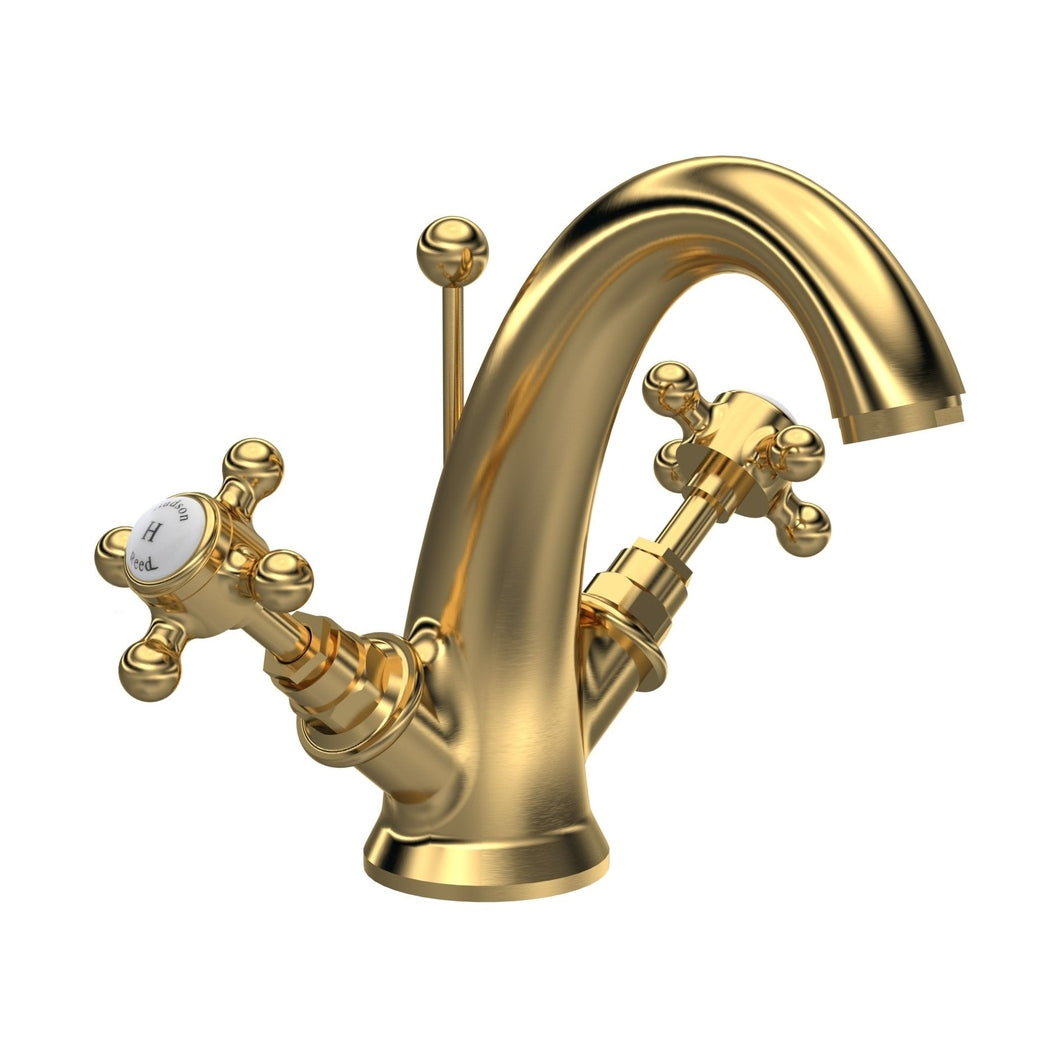 Hudson Reed Topaz Mono Basin Mixer Trad Brushed Brass Brass 176x214x185mm - JJ Building Materials