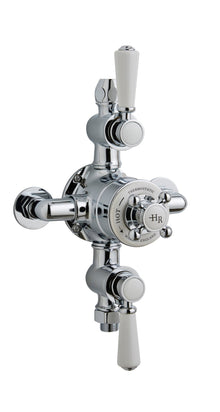 Hudson Reed Topaz Triple Thermostatic Shower Valve Trad Chrome Brass 332x195x135mm - JJ Building Materials