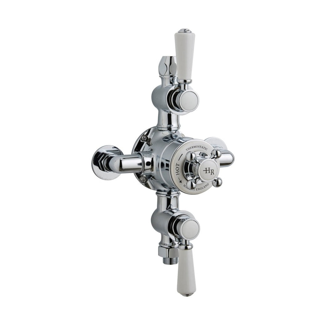 Hudson Reed Topaz Triple Thermostatic Shower Valve Trad Chrome Brass 332x195x135mm - JJ Building Materials
