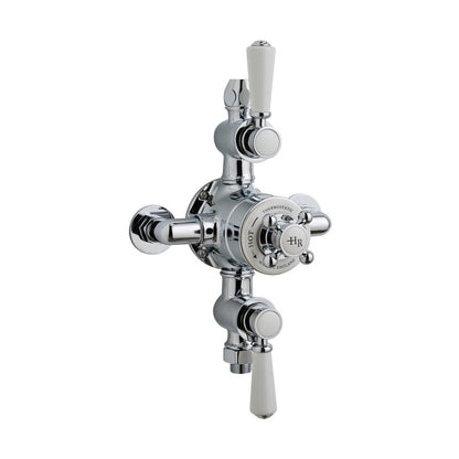 Hudson Reed Topaz Triple Thermostatic Shower Valve Trad Chrome Brass 332x195x135mm - JJ Building Materials