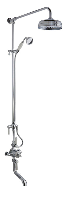 Hudson Reed Topaz Triple Thermostatic Shower Valve With Rigid Riser Trad Chrome Brass 1440x195x667mm - JJ Building Materials