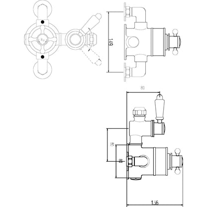 Hudson Reed Topaz Twin Exposed Shower Valve Trad Chrome Brass 206x195x135mm - JJ Building Materials