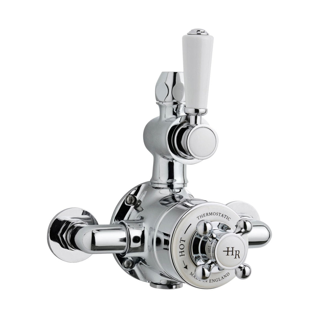 Hudson Reed Topaz Twin Thermostatic Shower Valve Trad Chrome Brass 206x195x135mm - JJ Building Materials