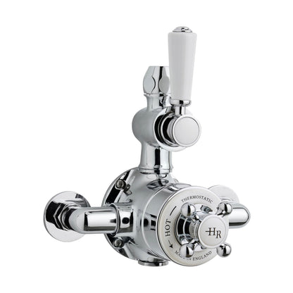 Hudson Reed Topaz Twin Thermostatic Shower Valve Trad Chrome Brass 206x195x135mm - JJ Building Materials