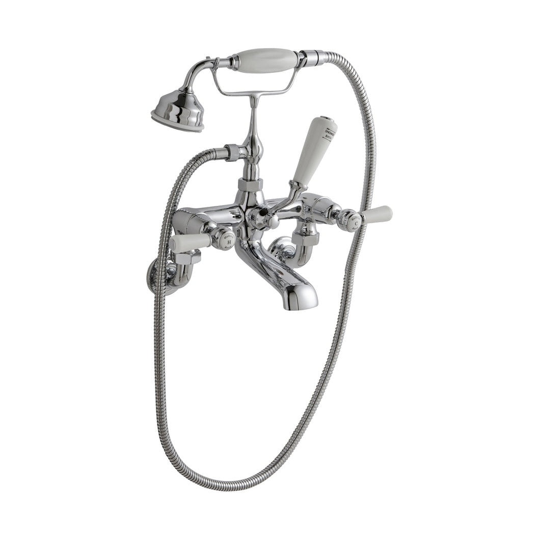 Hudson Reed Topaz Wall Mounted Bath Shower Mixer Trad Chrome Brass 320x350x155mm - BC304DLWM - JJ Building Materials