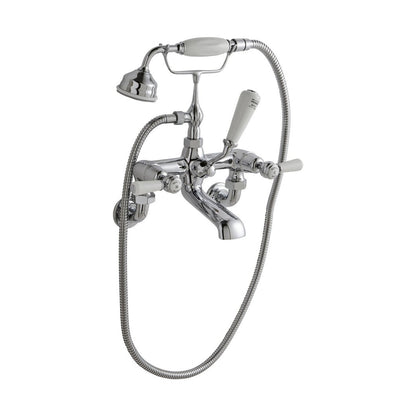 Hudson Reed Topaz Wall Mounted Bath Shower Mixer Trad Chrome Brass 320x350x155mm - BC304DLWM - JJ Building Materials