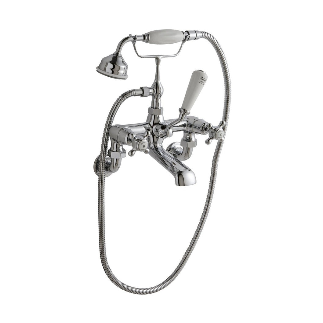 Hudson Reed Topaz Wall Mounted Bath Shower Mixer Trad Chrome Brass 320x350x155mm - BC304DXWM - JJ Building Materials