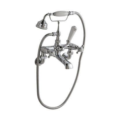 Hudson Reed Topaz Wall Mounted Bath Shower Mixer Trad Chrome Brass 320x350x155mm - BC304DXWM - JJ Building Materials