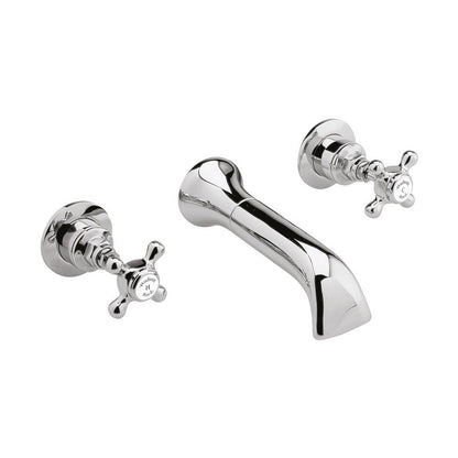 Hudson Reed Topaz Wall Mounted Bath Spout & Stop Taps Trad Chrome Brass - BC309HX - JJ Building Materials