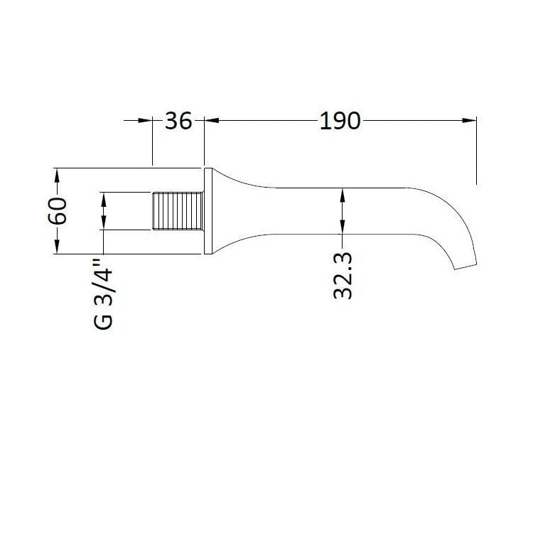Hudson Reed Topaz Wall Mounted Bath Spout Trad Chrome Brass 60x60x190mm - JJ Building Materials