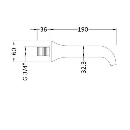 Hudson Reed Topaz Wall Mounted Bath Spout Trad Chrome Brass 60x60x190mm - JJ Building Materials