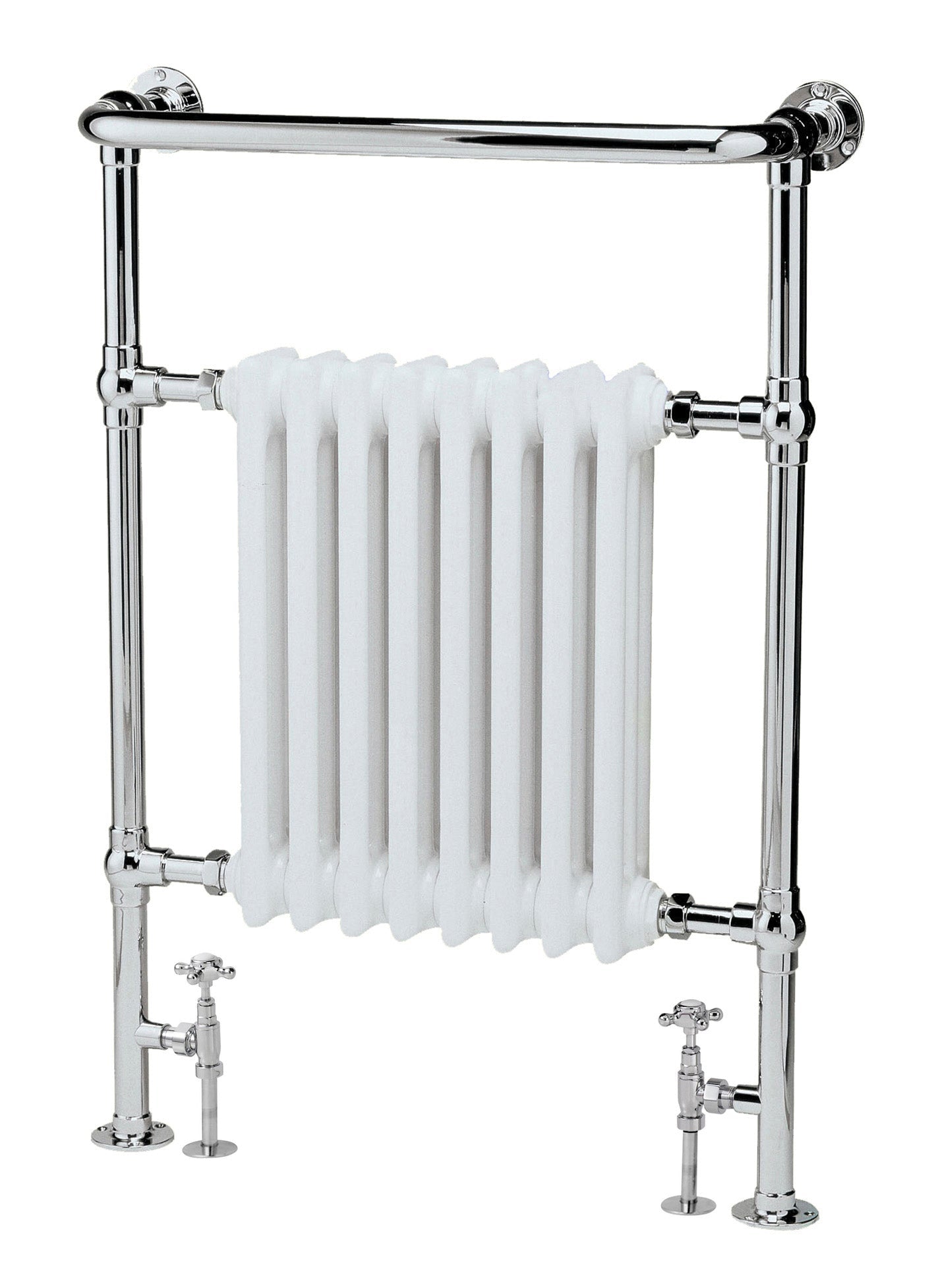 Hudson Reed Trad Column Radiators Harrow Trad Radiator Chrome/white Steel 963x673x230mm - JJ Building Materials