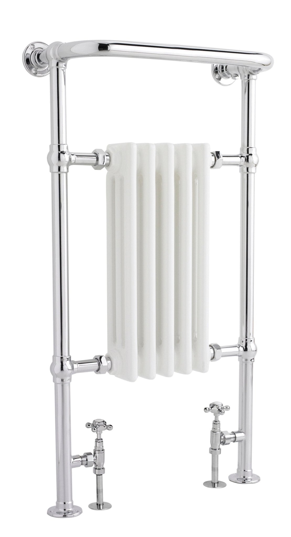 Hudson Reed Trad Column Radiators Small Harrow Trad Radiator Chrome/white Steel 965x538x230mm - JJ Building Materials