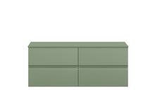 Hudson Reed Urban 1200 Wall Hung 4 Drawer Unit & Worktop Contemp Satin Green MFC Painted Matt 518x1205x390mm - JJ Building Materials