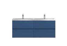 Hudson Reed Urban 1200 Wall Hung 4 Drawer Vanity & Double Basin Contemp Satin Blue MFC Painted Matt 540x1205x383mm - URB304C - JJ Building Materials